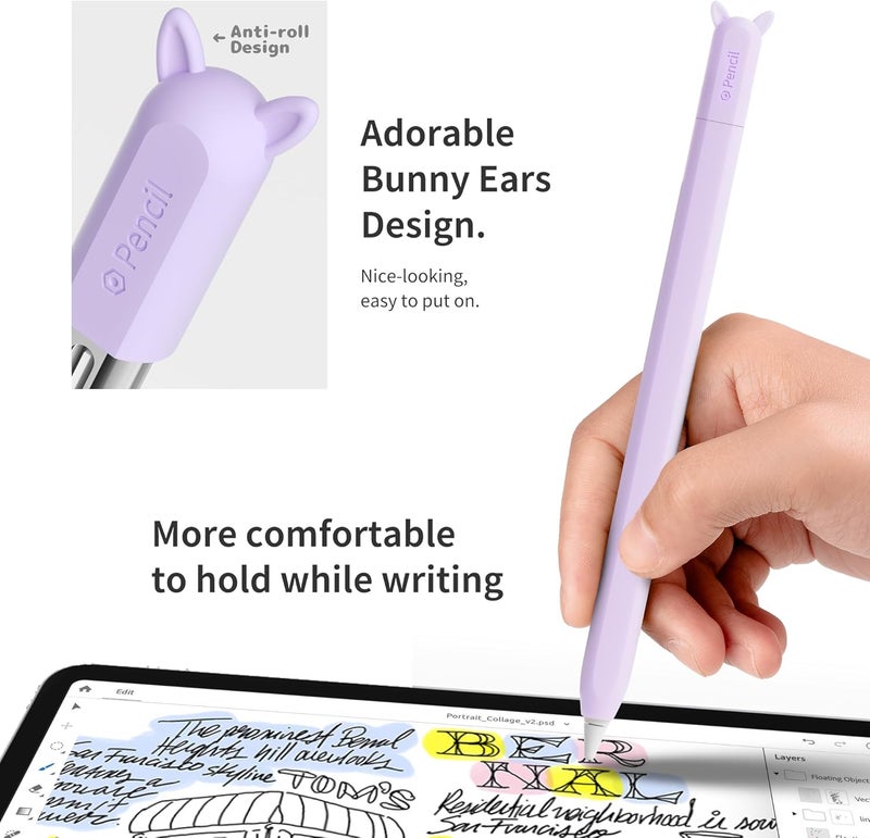 ELETIUO غطاء سيليكون متوافق مع قلم أبل (USB-C)، حامل واقي مع غطاء ملحقات، غطاء مضاد للانزلاق يدعم المغناطيس متوافق مع قلم أبل الجيل الثالث، أرجواني - Image 5
